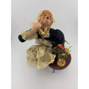 Unbranded Decor Doll Woman maid on telephone vintage Figurine